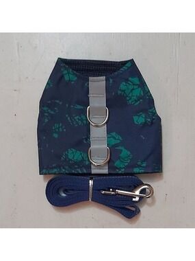 Blue and Green Dog/Cat Harness with Leash Size Small